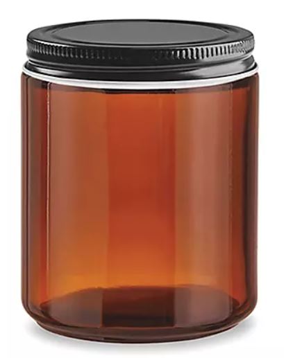 8 oz Amber Glass Straight Sided Jar with metal lid – Lily