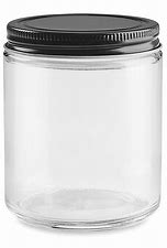 8 oz Clear Glass Straight Sided Jar - Black Metal Lid