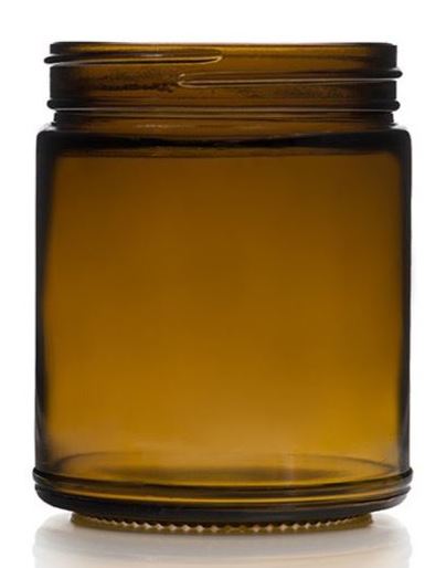 8 oz Amber Glass Straight Sided Jar (No metal lid)